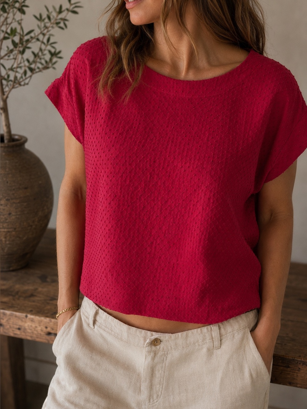 Cut.Loose Textured Linen - Cotton Blend Top – Size Small